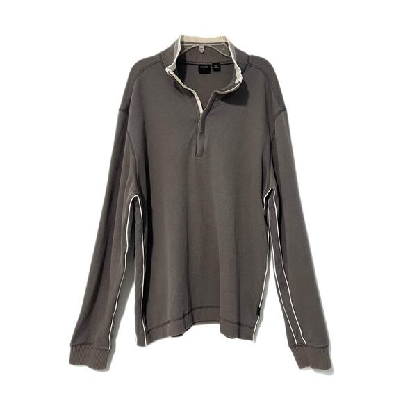 Hugo Boss Sweater Mens XL Brown Pullover Quarter Zip Casual Preppy Knit Cotton - Picture 1 of 15